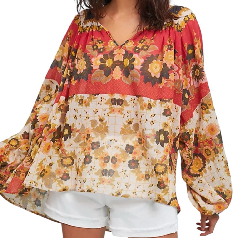 Anthropologie mes demoiselles Marushka Peasant floral Top size L